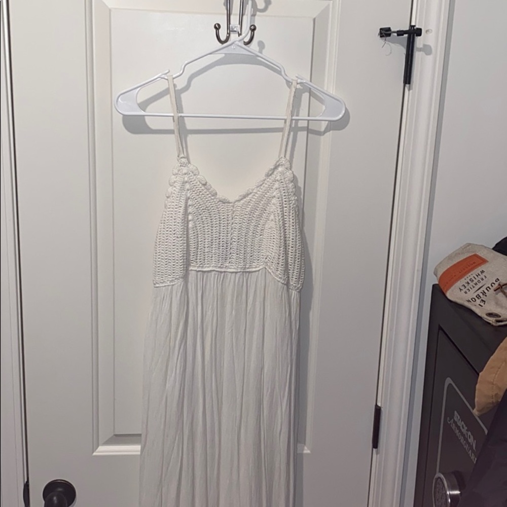 Crochet top maxi white dress
